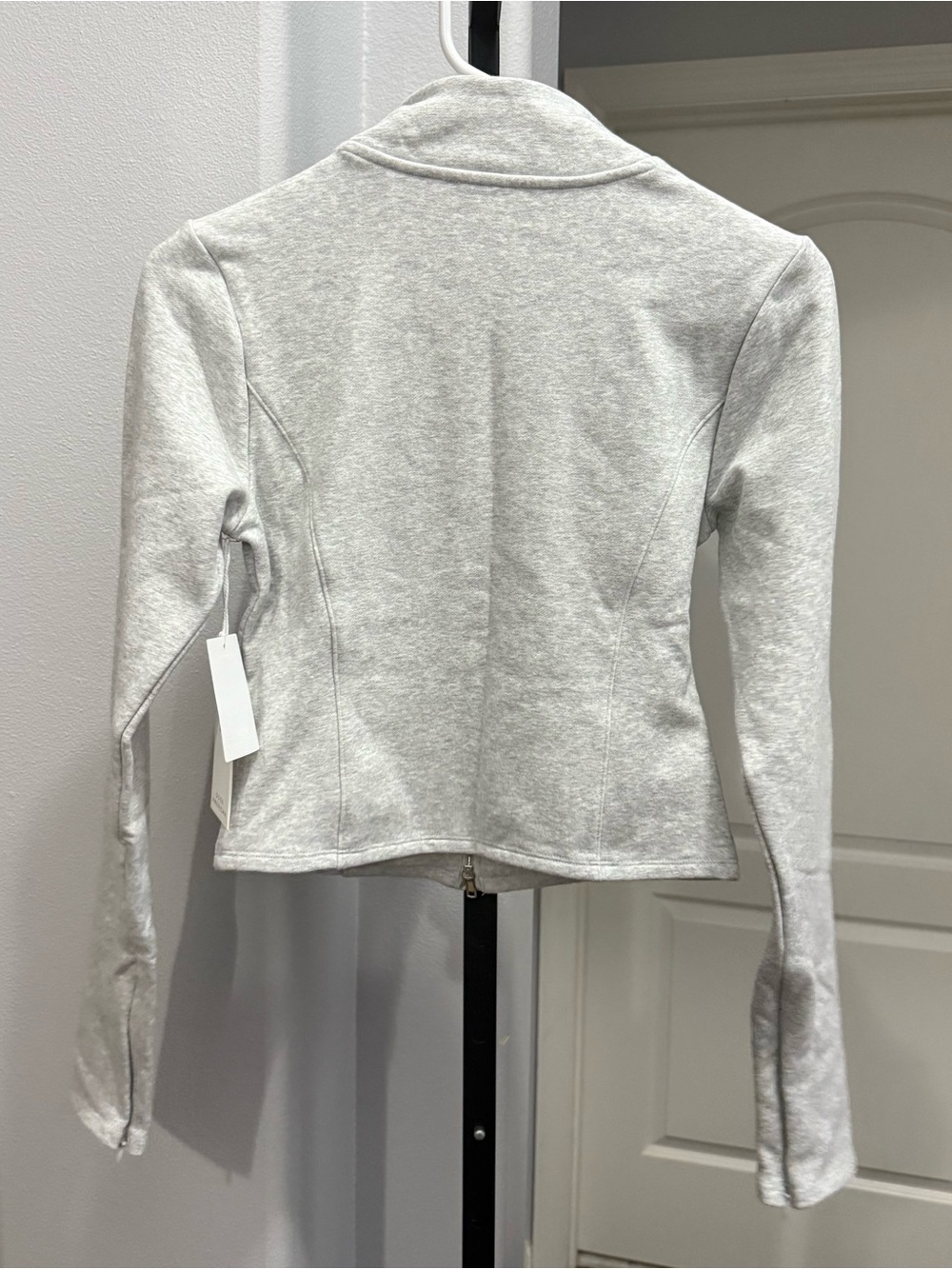 Good American Heather Grey Tracksuit Zip Up Mock Neck Fitted Jacket Size Small - Picture 6 of 6